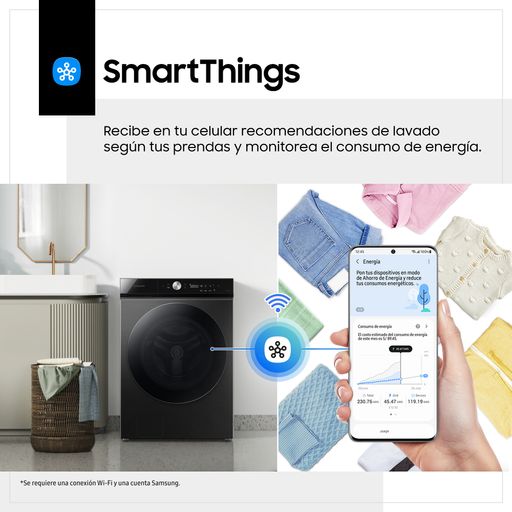 Lavadora SAMSUNG Carga Frontal 24Kg WF24B9600KVPE Negro.