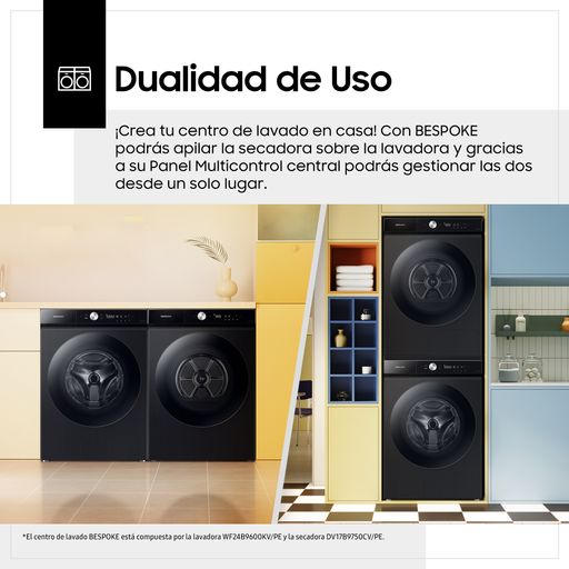 Lavadora SAMSUNG Carga Frontal 24Kg WF24B9600KVPE Negro.