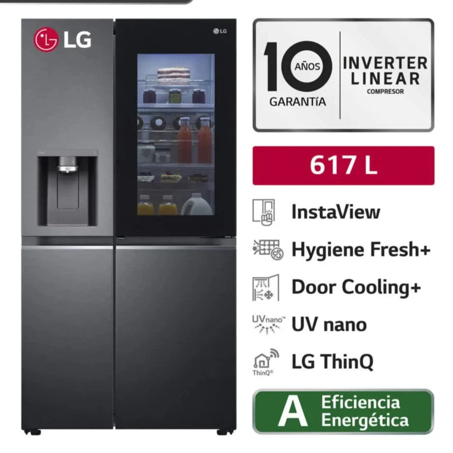 Refrigeradora LG Side By Side GS66SXT 617L Negro Mate