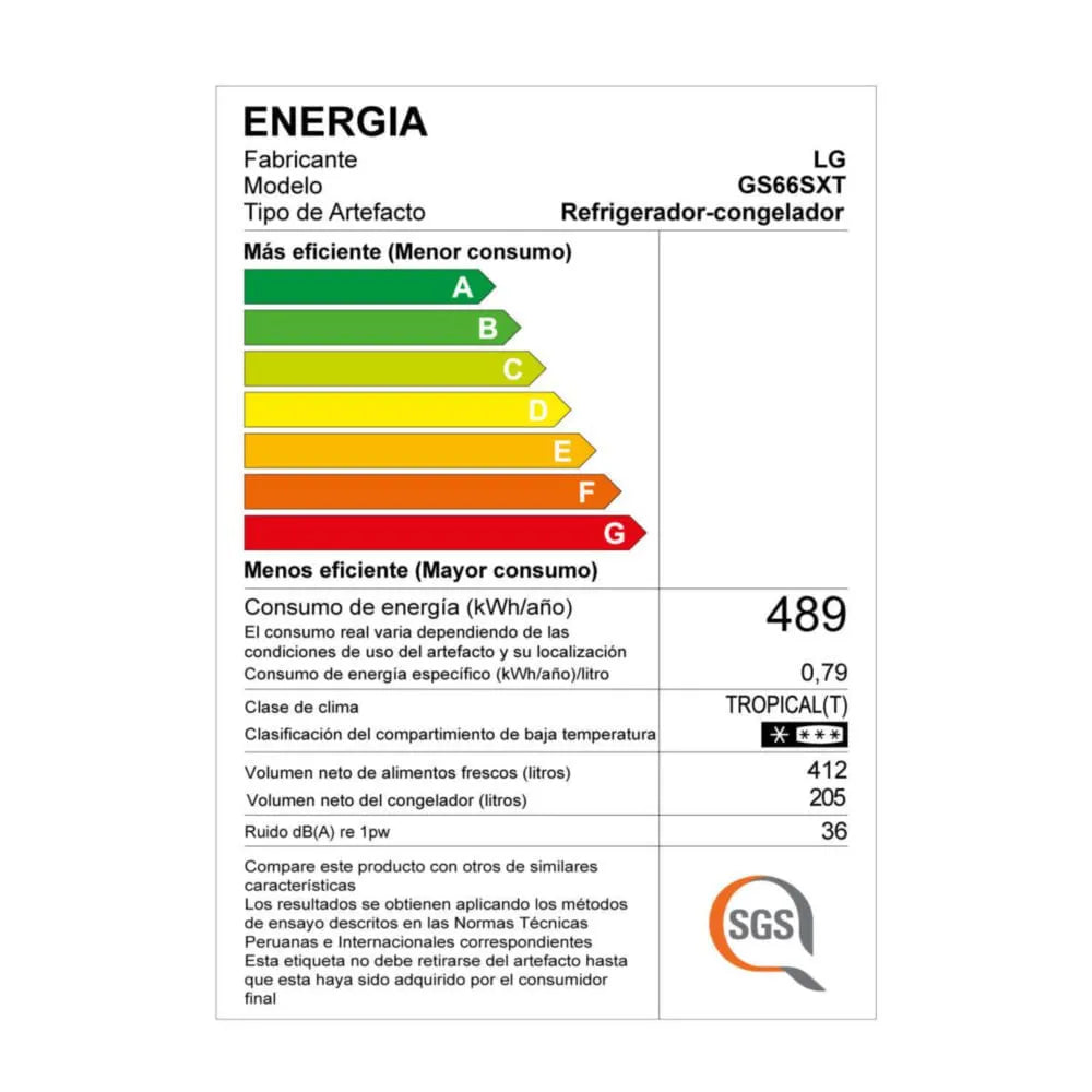 Refrigeradora LG Side By Side GS66SXT 617L Negro Mate