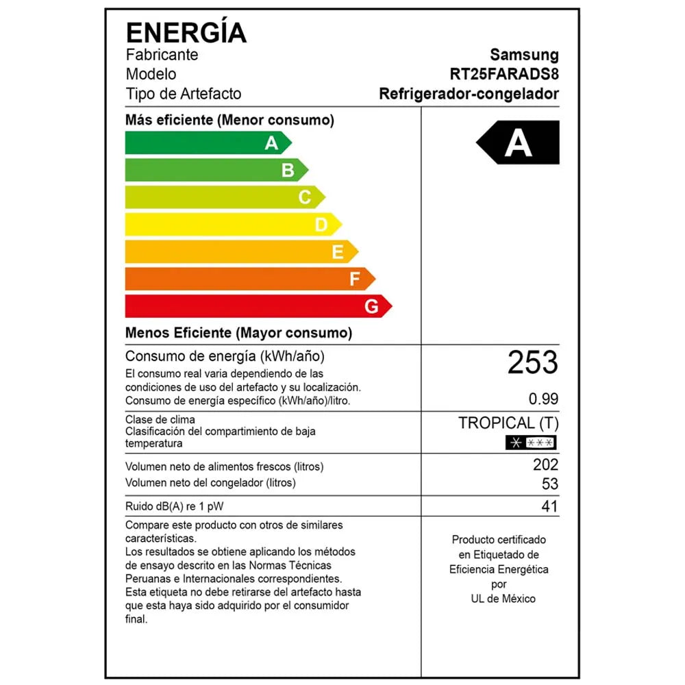 Refrigeradora SAMSUNG 255L RT25FARADS8